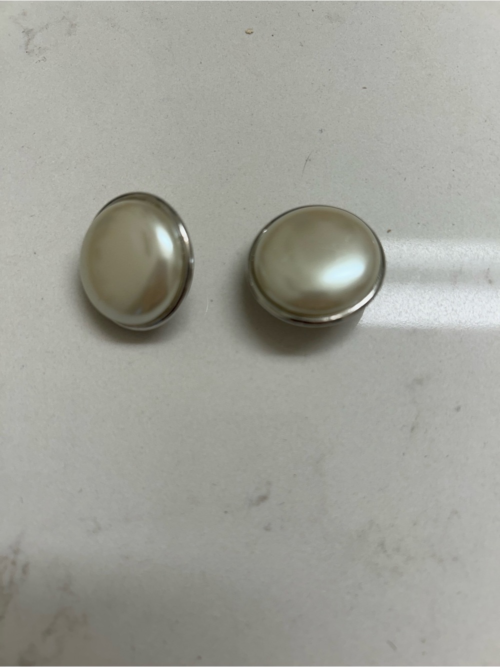 Classic Cream Pearl Button Clip-on Earrings - Unbranded